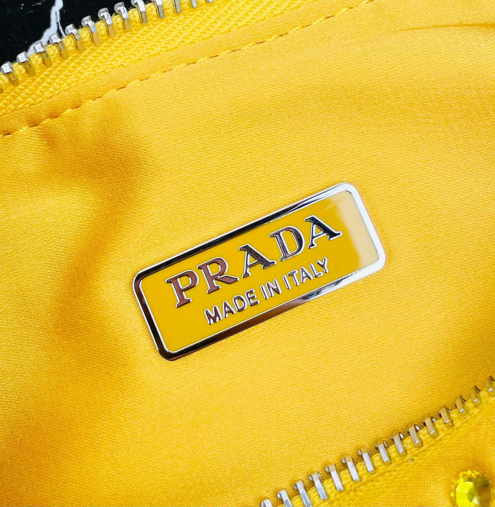 Prada Re Edition 2005 Duchess Synthetic Crystals Shoulder Bag Yellow 1BH204